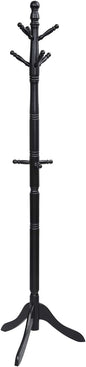 Tangkula Wood Coat Rack Freestanding, Entryway Height Adjustable Coat Stand with 9 Hooks & Stable Tri-Legged Base, Rubber Wood Coat Tree Hall Tree Coat Hanger Stand for Home Office Hall Entryway