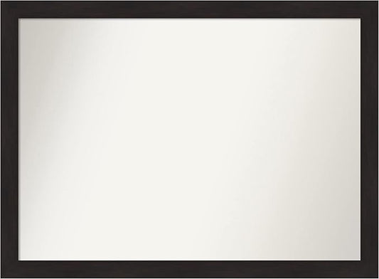 Amanti Art Brown Bathroom Mirror for Over Sink, 33x44 Furniture Espresso Rectangle Vanity Mirror, X-Large Casual Frame, Hangs Horizonally and Vertically, Bathroom Wall Decor, Non-Beveled Edge