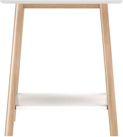 Plank+Beam Wooden Side Table with Storage, Mid Century Modern End Tables for Living Room, Small Solid Wood Nightstand, Bedside Tables, Bedroom Furniture, White/Blonde