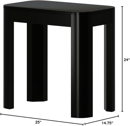 Plank+Beam Modern Rounded Rectangular Side Table, Solid Wood End Table for Living Room, 25in, Black