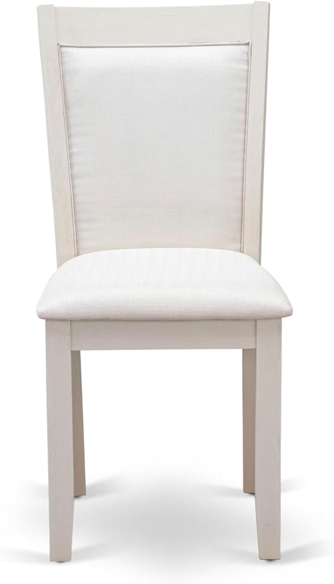 East West Furniture V097MZ001-5 5 Piece Dining Room Table Set Includes a Rectangle Dining Table with V-Legs and 4 Cream Linen Fabric Upholstered Parson Chairs, 40x72 Inch, Multi-Color