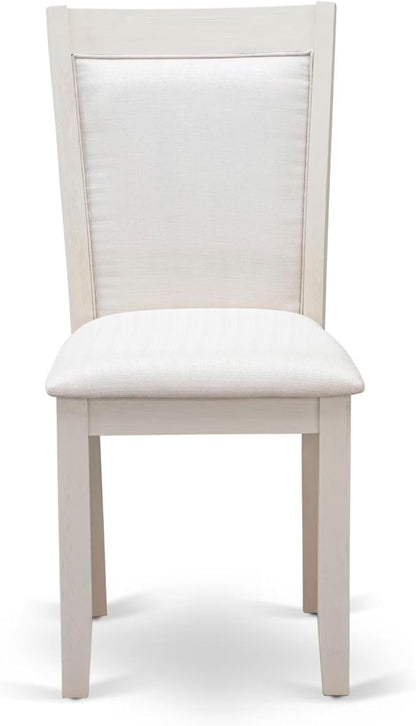 East West Furniture V097MZ001-9 9 Piece Modern Dining Table Set Includes a Rectangle Wooden Table with V-Legs and 8 Cream Linen Fabric Upholstered Parson Chairs, 40x72 Inch, Multi-Color