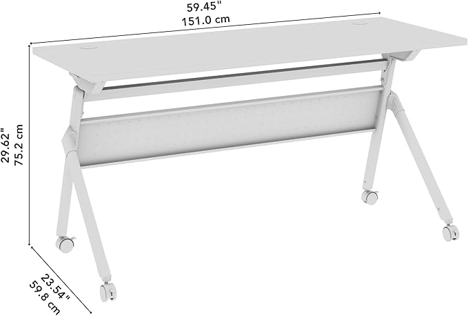 Bush Business Furniture Folding Training Table, 72 inch Desk, Commercial-Grade Bundle for Office or Classroom, Envision Collection, Gray