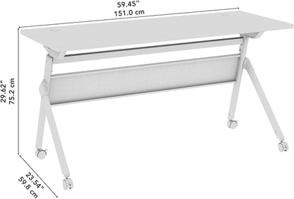 Bush Business Furniture Folding Training Table, 72 inch Desk, Commercial-Grade Bundle for Office or Classroom, Envision Collection, Gray