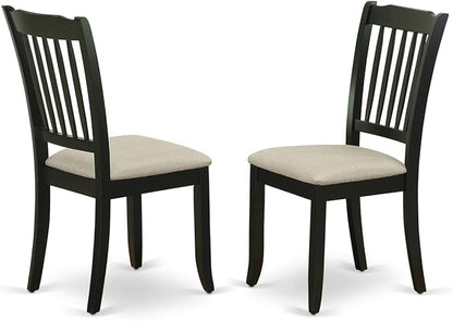 East West Furniture SHDA3-BLK-C 3 Piece Dining Table Set for Small Spaces Contains a Round Kitchen Table with Pedestal and 2 Linen Fabric Kitchen Dining Chairs, 42x42 Inch, Black