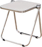 16.2" × 14.1" Acrylic Folding Table, Small Lightweight End Table for Living Room, Bedroom and Small Room, Sturdy Metal Frame with No Assembly Required, Space-Saving Storage Design (White)