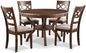 New Classic Furniture Cori 5-Piece Round Dining Set with 1 Table and 4 Chairs, Cherry Brown