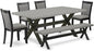 East West Furniture X697MZ650-6 6 Piece Dinette Set Contains a Rectangle Dining Table with X-Legs and 4 Dark Gotham Grey Linen Fabric Parson Chairs with a Bench, 40x72 Inch, Multi-Color