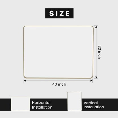 Bronze Bathroom Mirror 40x32 Inch, Brushed Bronze Metal Frame Mirror for Wall, Rounded Rectangle Bathroom Vanity Mirror with Tempered Glass, Anti-Rust, Horizontal/Vertical