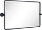 TEHOME 20x33'' Horizontal Farmhouse Black Metal Framed Rounded Pivot Rectangle Bathroom Mirror Tilting Beveled Vanity Mirrors for Wall
