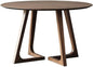 Round Rubber Solid Wood Dining Table - Mid Century Modern Style with V-Shaped Wooden Frame Base, Multi-Functional as Meeting/Coffee/Leisure Table,Space Saving Design,24”