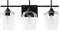VONLUCE Bathroom Vanity Light, 3 Light Bathroom Light Fixture Over Mirror, Bathroom Wall Lamp with Clear Glass, Modern Black Vanity Lighting fixtures for Bathroom, Bedroom, Hallway