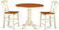 East West Furniture JAKE3-WHI-W 3 Piece Counter Height Dining Set for Small Spaces Contains a Round Wooden Table with Pedestal and 2 Kitchen Chairs, 36x36 Inch, Buttermilk & Cherry