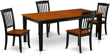 East West Furniture QUDA5-BCH-W 5 Piece Dinette Set for 4 Includes a Rectangle Dining Table with Butterfly Leaf and 4 Dining Room Chairs, 40x78 Inch, Black & Cherry