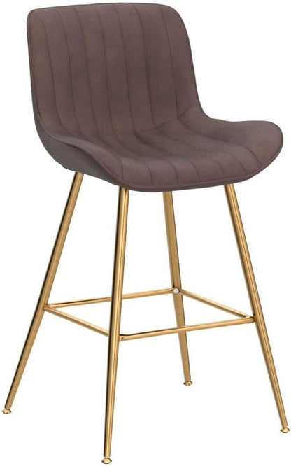 Sidanli Brown Velvet Bar Stools-Set of 2, 24 Inch Bar Stools for Kitchen Counter