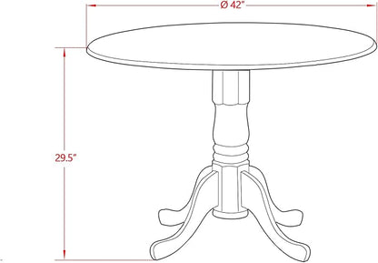 East West Furniture DMAB3-OAK-04 3 Piece Kitchen Table Set Contains a Round Dining Room Table with Dropleaf and 2 Light Tan Linen Fabric Parsons Dining Chairs, 42x42 Inch, Oak