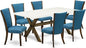 East West Furniture X727VE721-7 7 Piece Dining Room Table Set Consist of a Rectangle Dining Table with X-Legs and 6 Blue Color Linen Fabric Upholstered Chairs, 40x72 Inch, Multi-Color