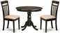 East West Furniture ANCA3-CAP-C 3 Piece Kitchen Table Set for Small Spaces Contains a Round Dining Table with Pedestal and 2 Linen Fabric Dining Room Chairs, 36x36 Inch, Cappuccino