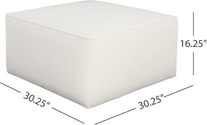 Christopher Knight Home Isa Velvet Ottoman Footstool, Square Pouf Poufee Footrest Ottoman Large Seat, Modern Side Table for Living Room Bedroom Home Decor, Cream, 30"