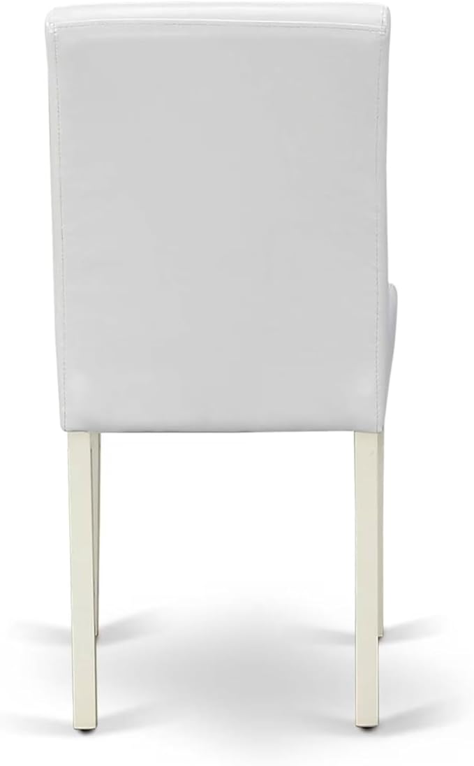 East West Furniture V027AB264-7 7 Piece Dining Room Furniture Set Consist of a Rectangle Dining Table with V-Legs and 6 White Faux Leather Upholstered Chairs, 40x72 Inch, Multi-Color