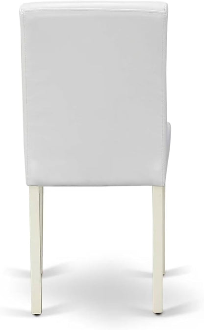East West Furniture V027AB264-7 7 Piece Dining Room Furniture Set Consist of a Rectangle Dining Table with V-Legs and 6 White Faux Leather Upholstered Chairs, 40x72 Inch, Multi-Color