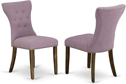 East West Furniture GAP7T40 Gallatin Parson Kitchen Chairs - Button Tufted Nailhead Trim Dahlia Linen Fabric Padded Dining Chairs, Set of 2, Jacobean