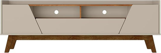 Manhattan Comfort Marcus Mid Century Modern 70 Inch TV Stand with Drawers, Cable Management, 4 Shelves and Soft Close Doors, Entertainment Center and Media Console for Living Room, Off White