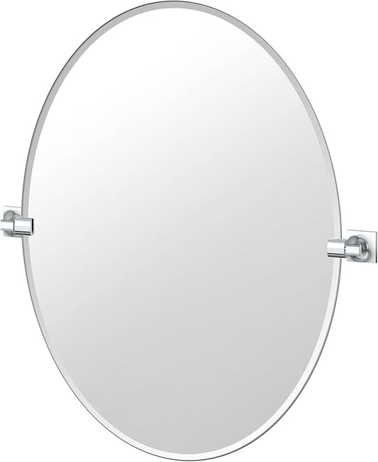 Gatco 5589LG Waterline Frameless Oval Mirror, 32 Inch, Chrome