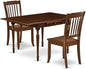 East West Furniture MZDA3-MAH-W 3 Piece Dining Room Furniture Set Contains a Rectangle Kitchen Table with Dropleaf and 2 Dining Chairs, 36x54 Inch, Mahogany