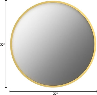 Growsun 30'' Gold Round Mirror, Circle Wall Mirror for Bathroom Vanity, Entryway Living Room with Metal Frame for Home Decor