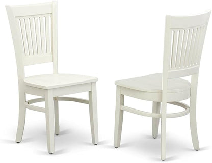 East West Furniture DLVA3-LWH-W 3 Piece Modern Dining Table Set Contains a Round Wooden Table with Dropleaf and 2 Dining Room Chairs, 42x42 Inch, Linen White