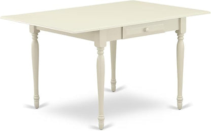 East West Furniture MZCL3-LWH-W 3 Piece Dinette Set for Small Spaces Contains a Rectangle Dining Table with Dropleaf and 2 Dining Chairs, 36x54 Inch, Linen White