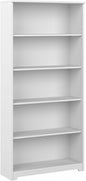 Bush Furniture Tall 5 Shelf Bookcase, Large Open Bookshelf, Sturdy Display Cabinet for Living Room or Home Office, Cabot Collection, White