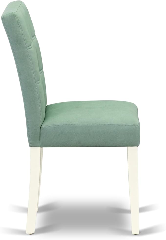 East West Furniture ANAS5-LWH-43 5 Piece Dinner Table Set contain A Wooden Table and 4 Willow Green Polyester Fabric Kitchen Chairs with Stylish Back- Linen White Finish