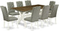 East West Furniture X077EL207-9 9 Piece Kitchen Table Set Includes a Rectangle Dining Table with X-Legs and 8 Gray Linen Fabric Parson Dining Room Chairs, 40x72 Inch, Multi-Color