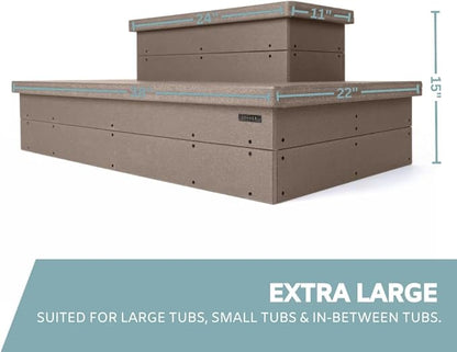 Heavy Duty Hot Tub Steps with Storage - Waterproof, Non-Slip & No Maintenance - Large 700LBS Capacity - Multi Angle Access - Ideal for Spa Steps, Hot Tub Stairs - Brown Spa Step for Outdoor