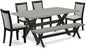 East West Furniture X697MZ606-6 6 Piece Dinette Set Contains a Rectangle Dining Table with X-Legs and 4 Shitake Linen Fabric Parson Chairs with a Bench, 40x72 Inch, Multi-Color
