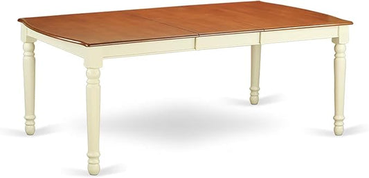 East West Furniture DOT-WHI-T Dover Modern Kitchen Table - a Rectangle Dining Table Top with Butterfly Leaf & Stylish Legs, 42x78 Inch, Buttermilk & Cherry