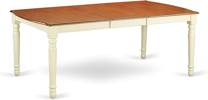 East West Furniture DOIP5-BMK-W 5 Piece Dining Set Includes a Rectangle Dining Room Table with Butterfly Leaf and 4 Wood Seat Chairs, 42x78 Inch, Buttermilk & Cherry