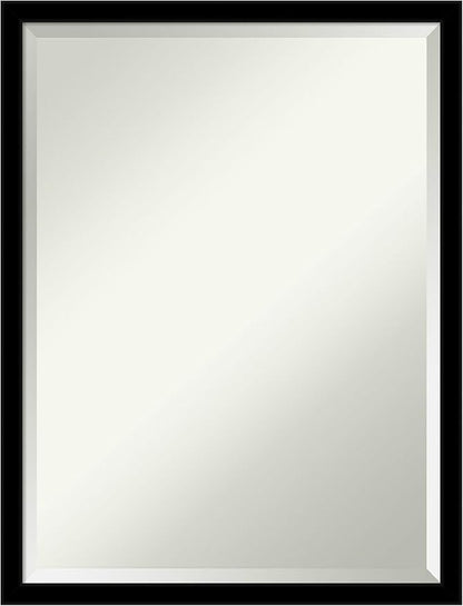 Amanti Art Black Bathroom Mirror for Over Sink, 26x20 Jet Black Rectangle Vanity Mirror, Medium Modern Contemporary Frame, Hangs Horizonally and Vertically, Bathroom Wall Decor, Beveled Edge