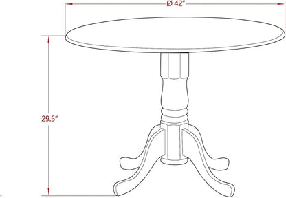 East West Furniture DMAD3-LWH-LC 3 Piece Dinette Set for Small Spaces Contains a Round Dining Table with Dropleaf and 2 Faux Leather Dining Room Chairs, 42x42 Inch, Linen White