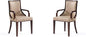 Manhattan Comfort Grand Faux Leather Dining Chairs with Arms, Padded Wingback Seat, Fine Rectangular Stitching and Solid Wood Frame, Set of 2, Tan