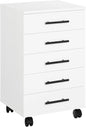 HOOBRO 5-Drawer File Cabinet, Office Filing Cabinet with Drawers, Wooden Mobile Storage Cabinet with Wheels, for Makeup, Home Office, Easy Assembly, White WT05WJ01G1