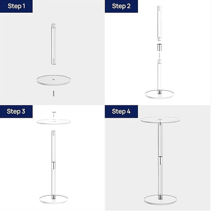 Small Drink Table,Acrylic Side Table, 10" L x 10" W x 21.3" H, End Table for The Living Room, Bedroom, Bathroom, Hallway and Balcony(Clear)