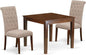 East West Furniture OXBR3-MAH-04 3 Piece Dining Room Furniture Set Contains a Square Dining Table and 2 Light Tan Linen Fabric Upholstered Chairs, 36x36 Inch, Mahogany