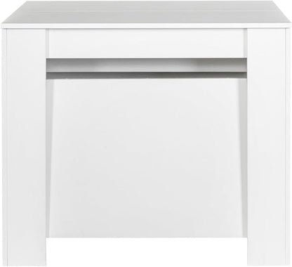 KEIKI 20"-118.5" L Extendable Foldable Dining Room Table for 1-10 People, Wood Multifunctional Rectangle Expandable Console Kitchen Living Meeting Room Furniture, 6 Tabletop Length Options, White