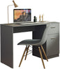 Madesa Compact Computer Desk Study Table for Small Spaces Home Office 43 Inch Student Laptop PC Writing Desks with Storage and Drawer, Modern Ergonomic Gaming Workstation - Grey