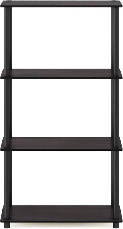 Furinno Turn-N-Tube 4-Tier Multipurpose Shelf Display Rack, Round Tubes, Dark Walnut