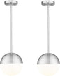LMS 2 Pack Modern Pendant Lights, Mid Century Brushed Nickel Kitchen Lighting with White Globe Glass Shade, Adjustable Hanging Light Fixtures Ceiling Light for Home Office Dining Room, LMS-186BN2PK