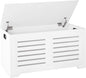DINZI LVJ Storage Chest, 39.4”Wooden Toy Box with 2 Safety Hinges, Retro Entryway Shoe Storage Bench with Flip-Top, Sturdy Large Storage Trunk for Living Room, Bedroom, Easy Assembly, White
